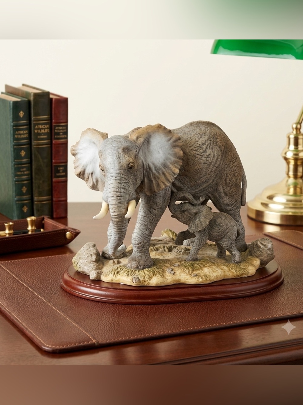 Home interiors Elephant Mother and Calf #11863-03. Endangered species porcelain